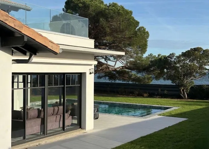 12 Pers Avec Piscine Chauffée Et Vue Exceptionnelle, Première Ligne Bassin D'arcachon - Fr-1-736-32 *